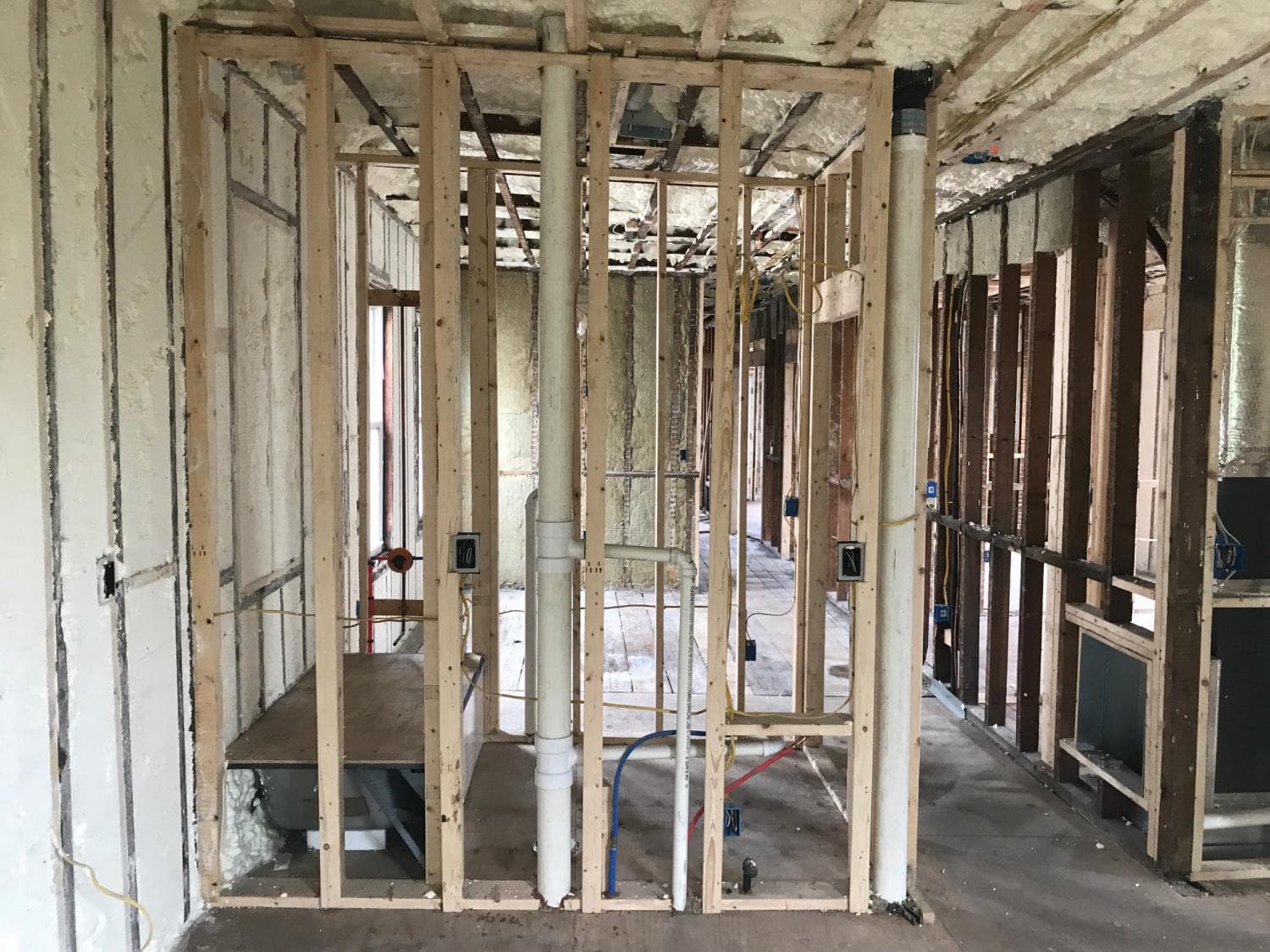 Remodel framed out down to the studs
