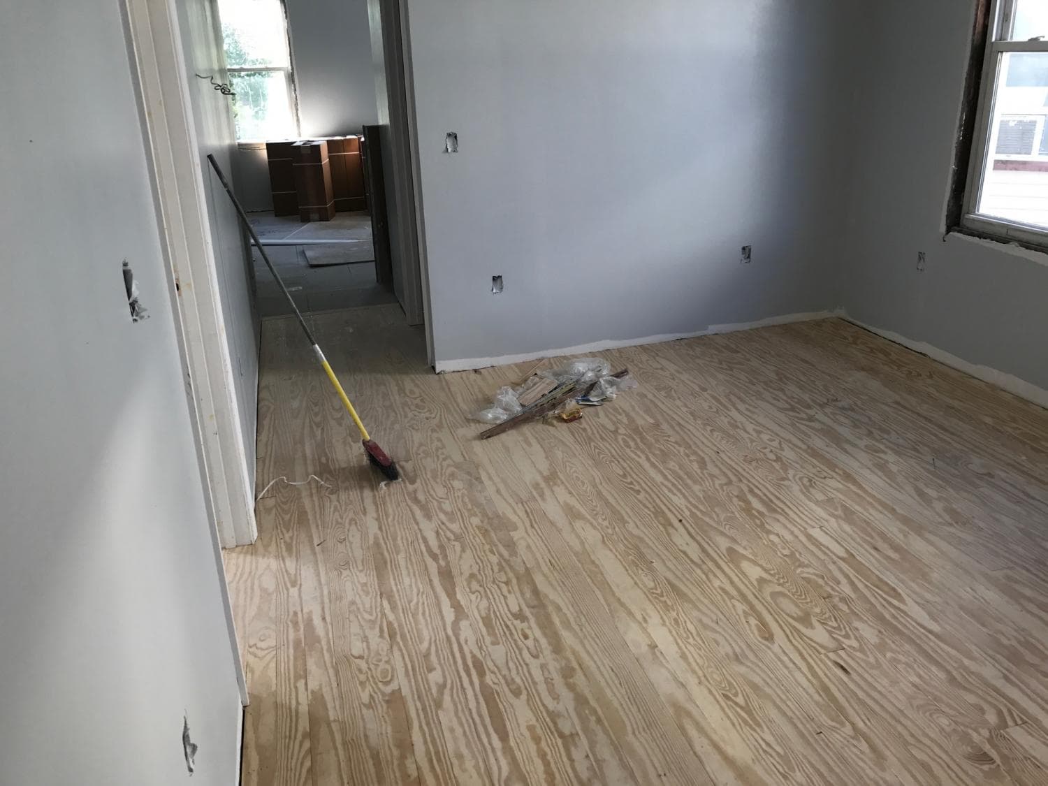 Freshly painted bedroom before the floors are finished