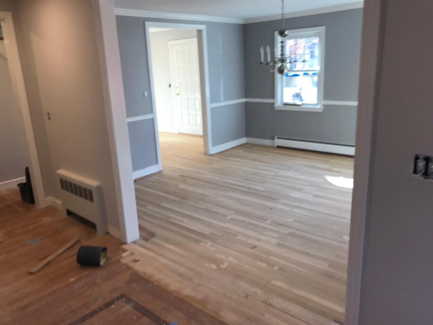 Dining room with chair rail and white trim